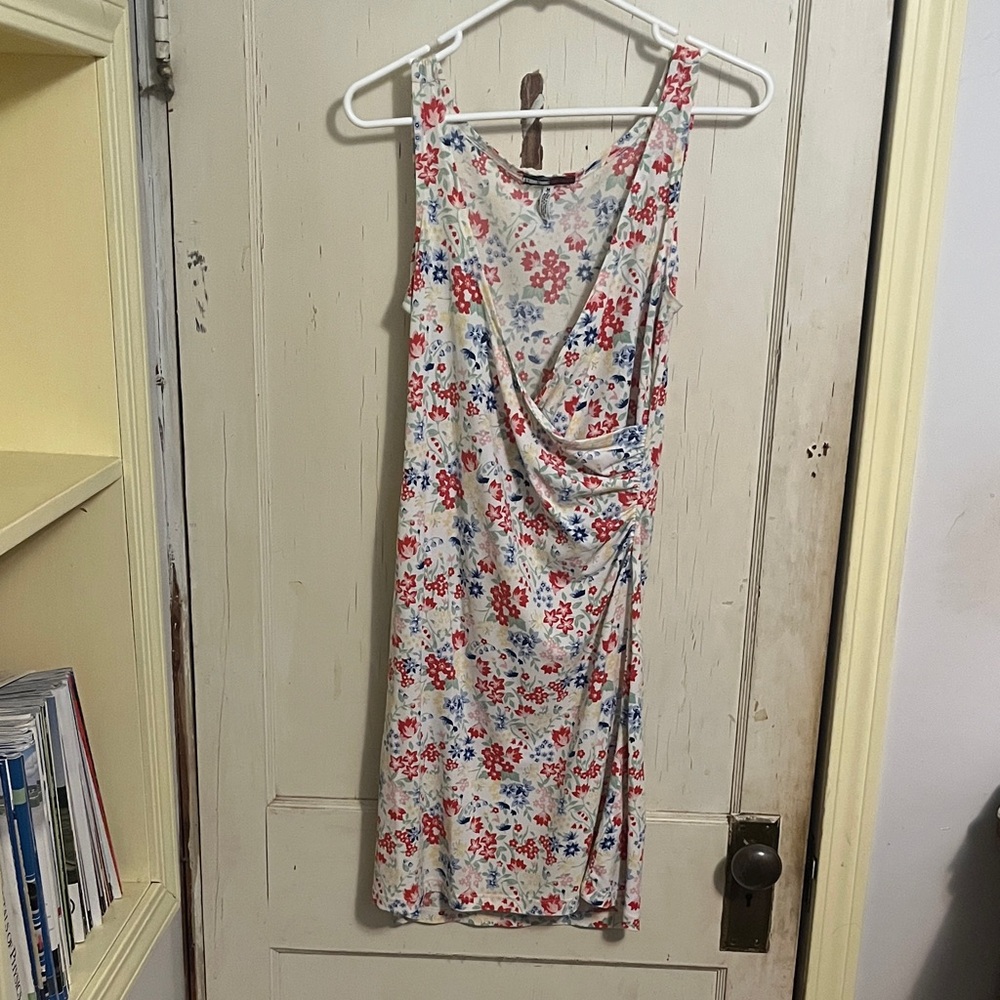 Tommy Hilfiger Floral Wrap Mini Dress - Red and Blue